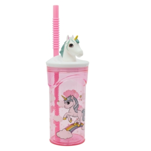 Vaso Figurita 3D con pajita Unicornio  