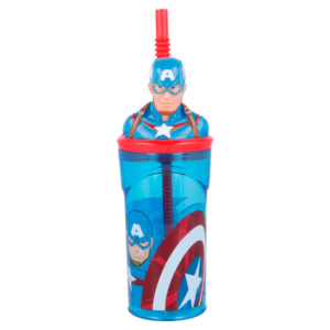 Vaso Figurita 3D con Pajita Marvel Capitan America