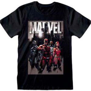 Camiseta Infantil Marvel Personajes Negra
