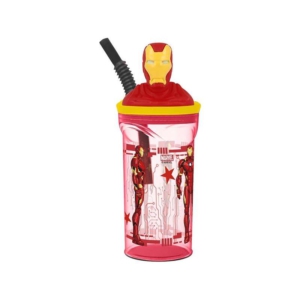 Vaso Figurita 3D con Pajita Marvel Iron Man 360 ml
